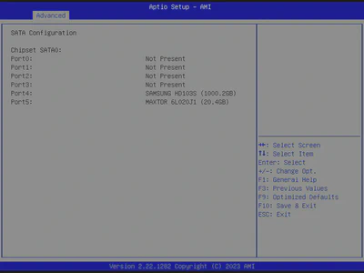 Screenshot of IDE HDD identified in BIOS